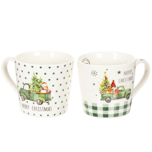 Kaffekrus Glædelig jul Julebilmotiv Keramikkrus 10 cm 2 stk.