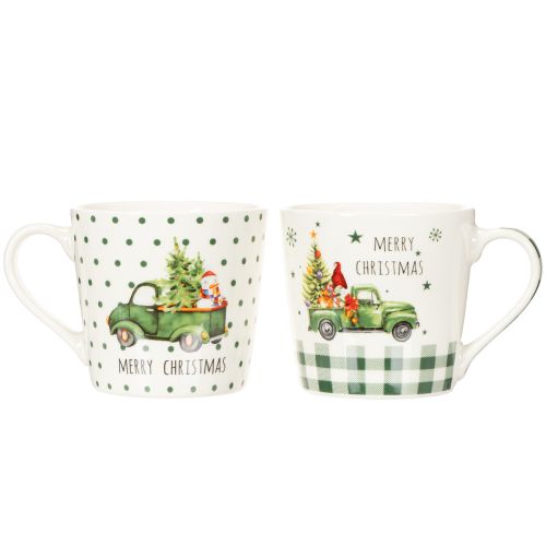 Kaffekrus Glædelig jul Julebilmotiv Keramikkrus 10 cm 2 stk. | Floristik24.dk