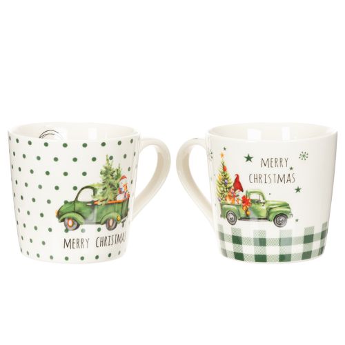 Kaffekrus Glædelig jul Julebilmotiv Keramikkrus 10 cm 2 stk. | Floristik24.dk
