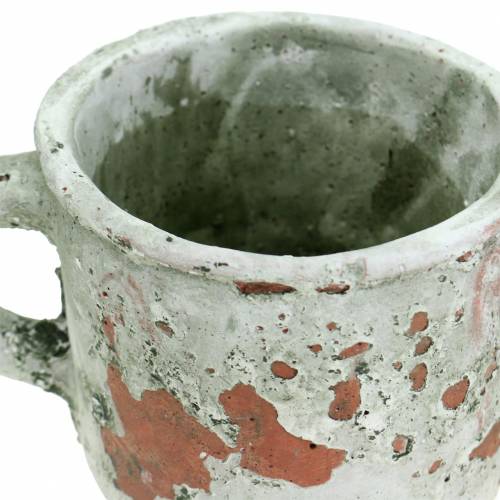 Floristik24 Plantekrukke cachepot kop vintage grå, naturlig ler Ø8,5cm H8cm 4stk