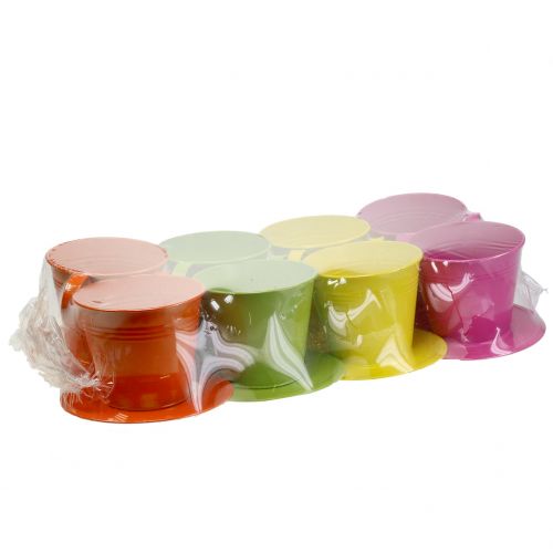 Floristik24 Kopper af metal assorterede farver Ø12cm H10cm 8stk