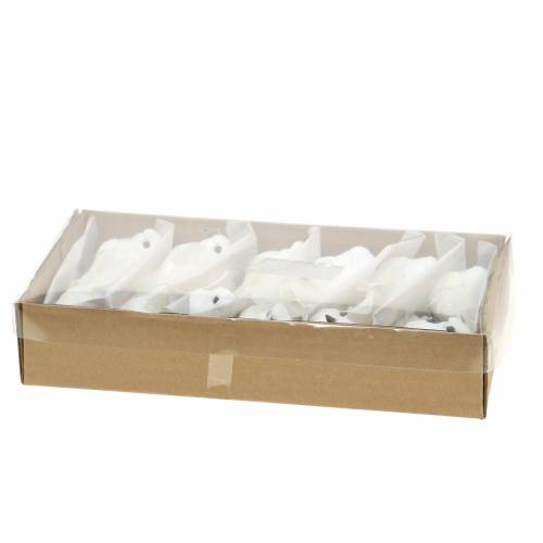 Floristik24 Duve med perler og klip hvid H4.5cm 12stk