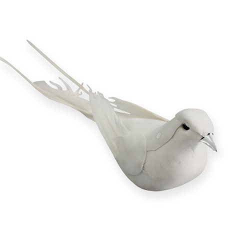 Floristik24 Deco duer på tråd hvid 16cm 4stk