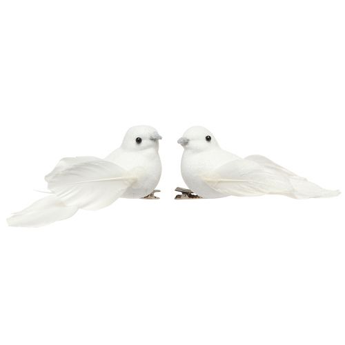 Artikel Duepar med klip bryllup dekoration dekorative duer 10cm 2 stk