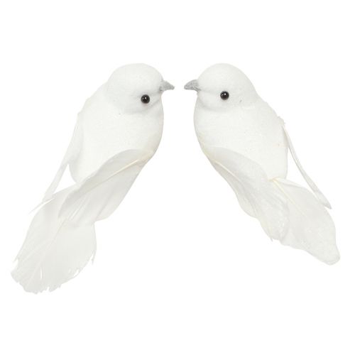 Artikel Duepar med klip bryllup dekoration dekorative duer 10cm 2 stk