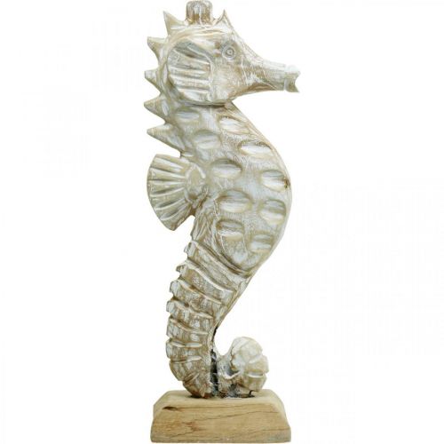 Artikel Søhest Deco Hvid Træ Maritim Dekoration Deco Figur H38cm