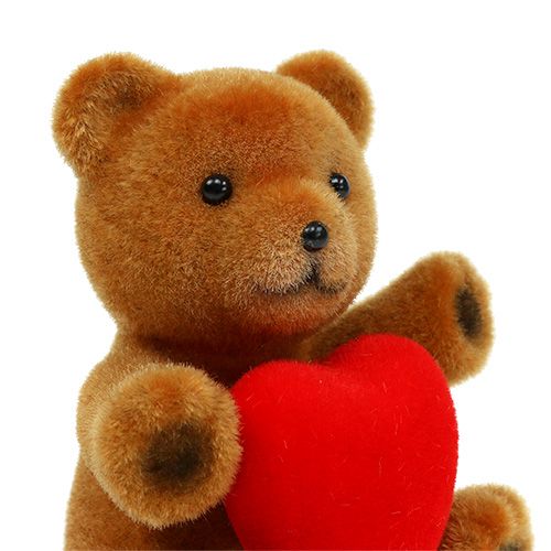 Floristik24 Bamse flokkede 10cm med hjerte 6stk