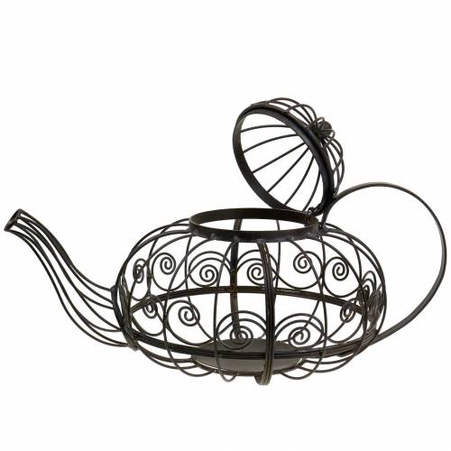 Floristik24 Dekorativ tekandekasse metal mørkebrun Ø28cm H24cm