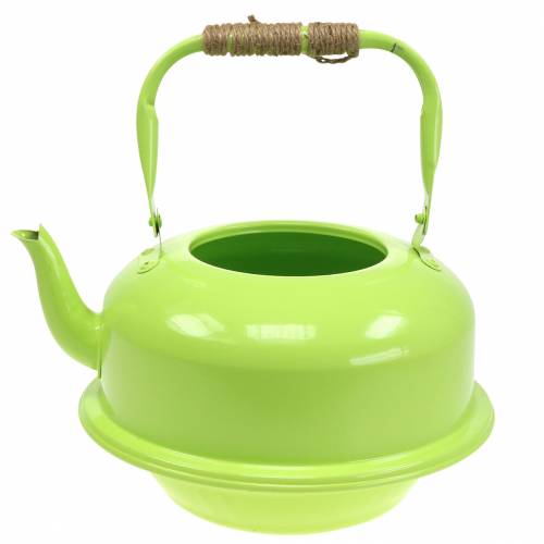 Floristik24 Plantekasse Te Kedel Zink Maj Grøn Ø26cm H15cm