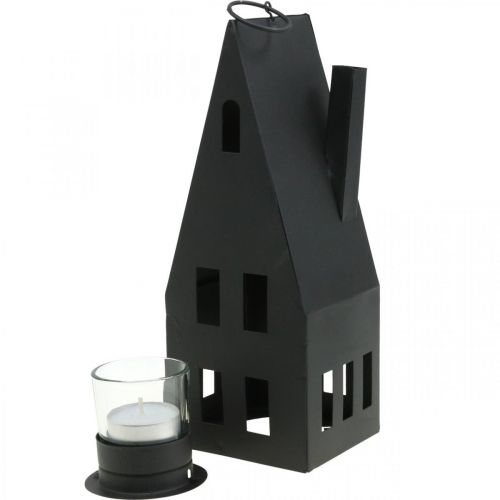 Floristik24 Fyrfadshus, lyshus metal sort Ø4,4cm H24cm