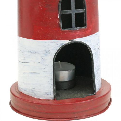 Floristik24 Fyrfadslys metal dekoration maritim rød, hvid Ø14cm H41cm