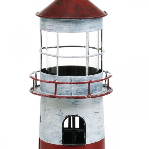 Floristik24 Fyrfadslys metal dekoration maritim rød, hvid Ø14cm H41cm