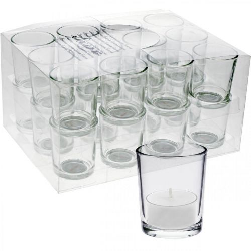 Floristik24 Fyrfadsglas klar Ø5cm H6,5cm 24 stk