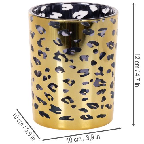 Glasfyrfadsstage med leopardprint til borddekoration, 12 cm | Floristik24.dk