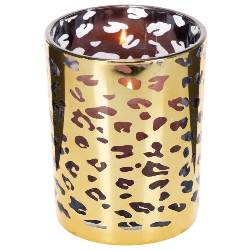 Glasfyrfadsstage med leopardprint til borddekoration, 12 cm | Floristik24.dk