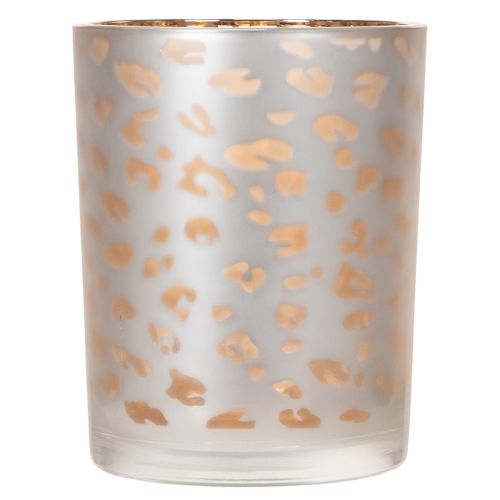 Glas fyrfadsstage med leopardprint, 12 cm | Floristik24.dk