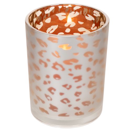 Glas fyrfadsstage med leopardprint, 12 cm | Floristik24.dk