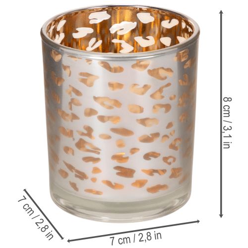 Glasfyrfadsstage med leopardprint, tofarvet, 8 cm | Floristik24.dk