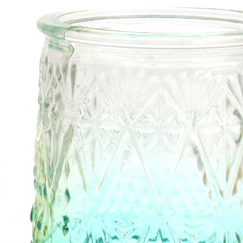 Floristik24 Fyrfadsglas orange / gul / turkis Ø8cm 3stk