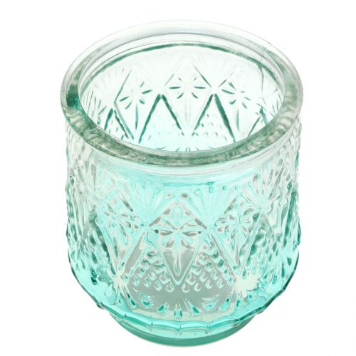 Floristik24 Fyrfadsglas orange / gul / turkis Ø8cm 3stk