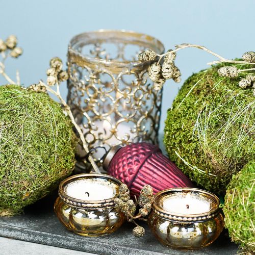 Artikel Fyrfadsglas champagne antik guld med metalkant Ø6cm H3,5cm
