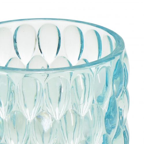 Artikel Fyrfadsglas lyseblå tonet glaslanterne Ø9,5cm H9cm 2stk