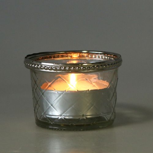 Floristik24 Fyrfadsglasdiamant med metalfælg Ø8cm H5,5cm 4stk