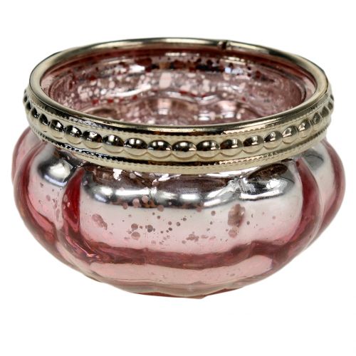 Floristik24 Fyrfadsglas pink Ø6cm H3,5cm