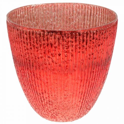 Floristik24 Stearinlys glas lanterne rød glas deco vase Ø21cm H21.5cm