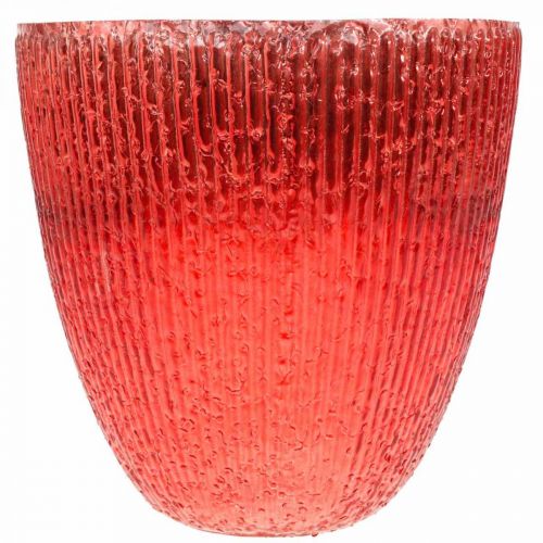 Floristik24 Stearinlys glas lanterne rød glas deco vase Ø21cm H21.5cm