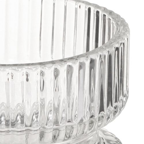 Artikel Fyrfadsstage ribbet glas dekorativ klar Ø9cm H7cm 4 stk