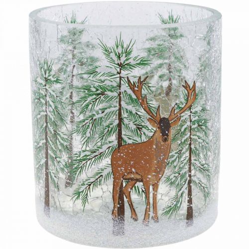 Floristik24 Fyrfadsstage glas Juleknitre fyrfadsglas H13cm