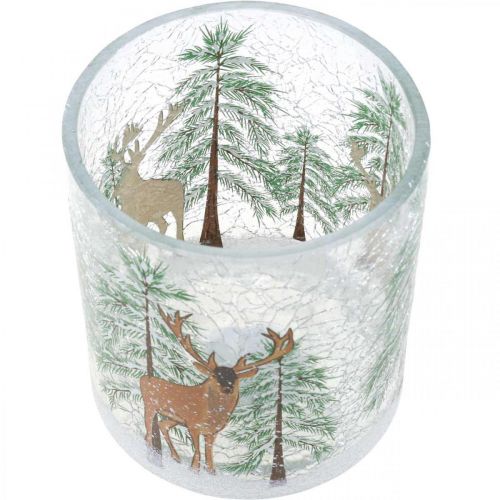 Artikel Fyrfadsstage glas Juleknitre fyrfadsglas H13cm