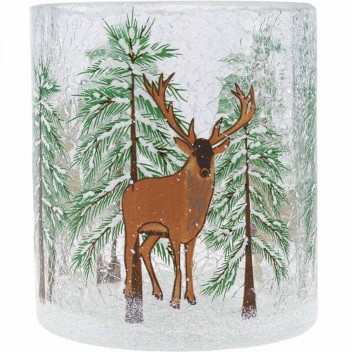 Artikel Fyrfadsstage glas Christmas Crackle fyrfadsglas H10cm