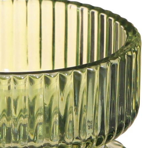 Artikel Fyrfadsstage glas dekorativ ribbet grøn Ø9cm H7cm 4 stk