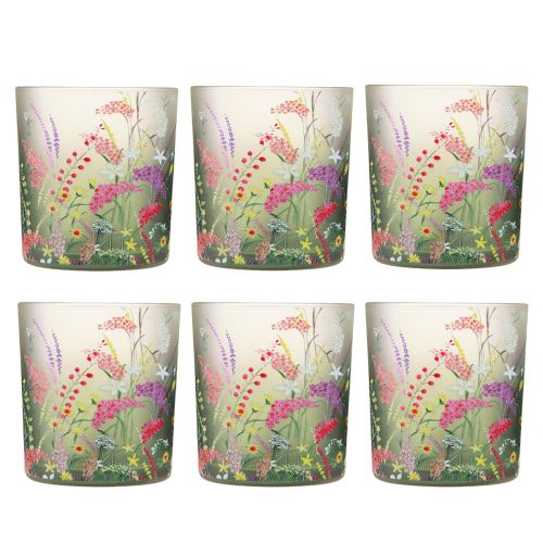 Artikel Fyrfadsstage glas forårssommerblomster H8cm 6 stk