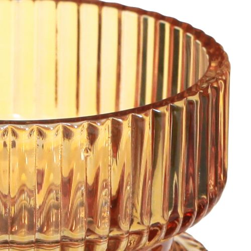 Artikel Fyrfadsstage glas ribbet dekorativ orange Ø9cm H7cm 4 stk