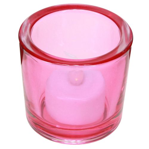 Artikel Fyrfadsstage glaslanterner farvet assorteret Ø6,5cm H6cm 6stk