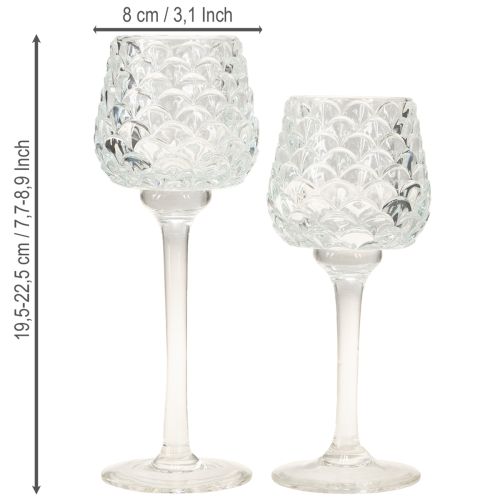 Artikel Fyrfadsstage i glaskegle med base H19,5/22,5 cm sæt med 2