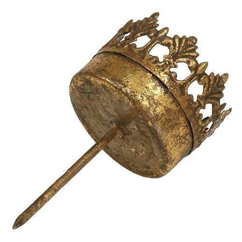 Floristik24 Fyrfadsstage guld antik Ø5cm H10cm 1 stk