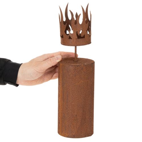 Fyrfadsstage, lysform, rustdekoration, patinametal, H36 cm | Floristik24.dk
