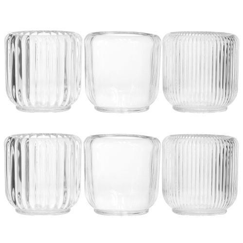 Artikel Fyrfadsstage lysestage glas klar Ø8cm H8cm 6 stk