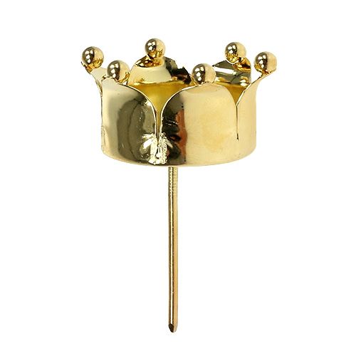 Floristik24 Fyrfadslysholder kronguld Ø4,8cm 4stk
