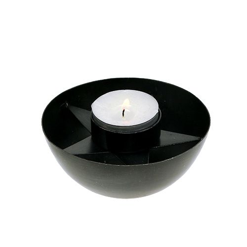 Floristik24 Fyrfadsstage metal Ø10cm H4cm sort 1p