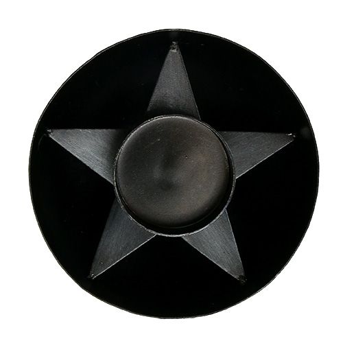 Floristik24 Fyrfadsstage metal Ø10cm H4cm sort 1p