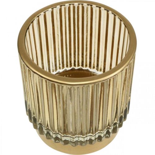 Floristik24 Lanterne glasrivet fyrfadsstage guld H8cm 2stk
