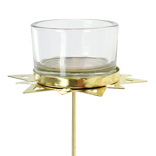 Floristik24 Fyrfadsstage stjerneguld 23,5cm 4stk