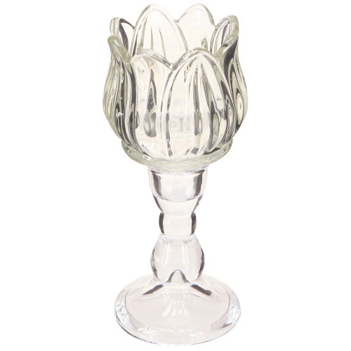 Fyrfadsstage tulipan fyrfadsglas med fod klar Ø7cm H16cm 2stk