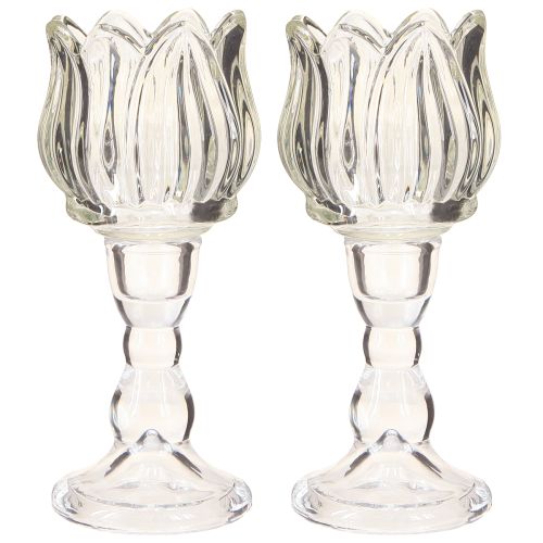 Artikel Fyrfadsstage tulipan fyrfadsglas med fod klar Ø7cm H16cm 2stk