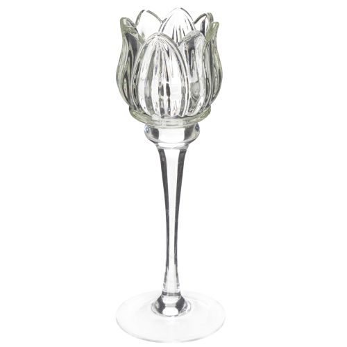 Glasblomstlysholder til elegant borddekoration, begivenheder og bryllupper, 22 cm